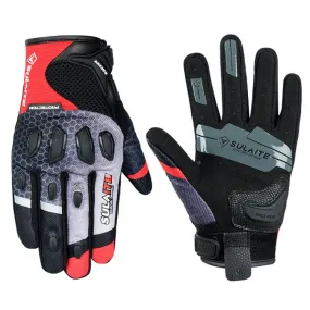 SULAITE Motorcycle Anti-fall Touch Screen Breathable Mesh Cycling Gloves, Size: L(Black Red)