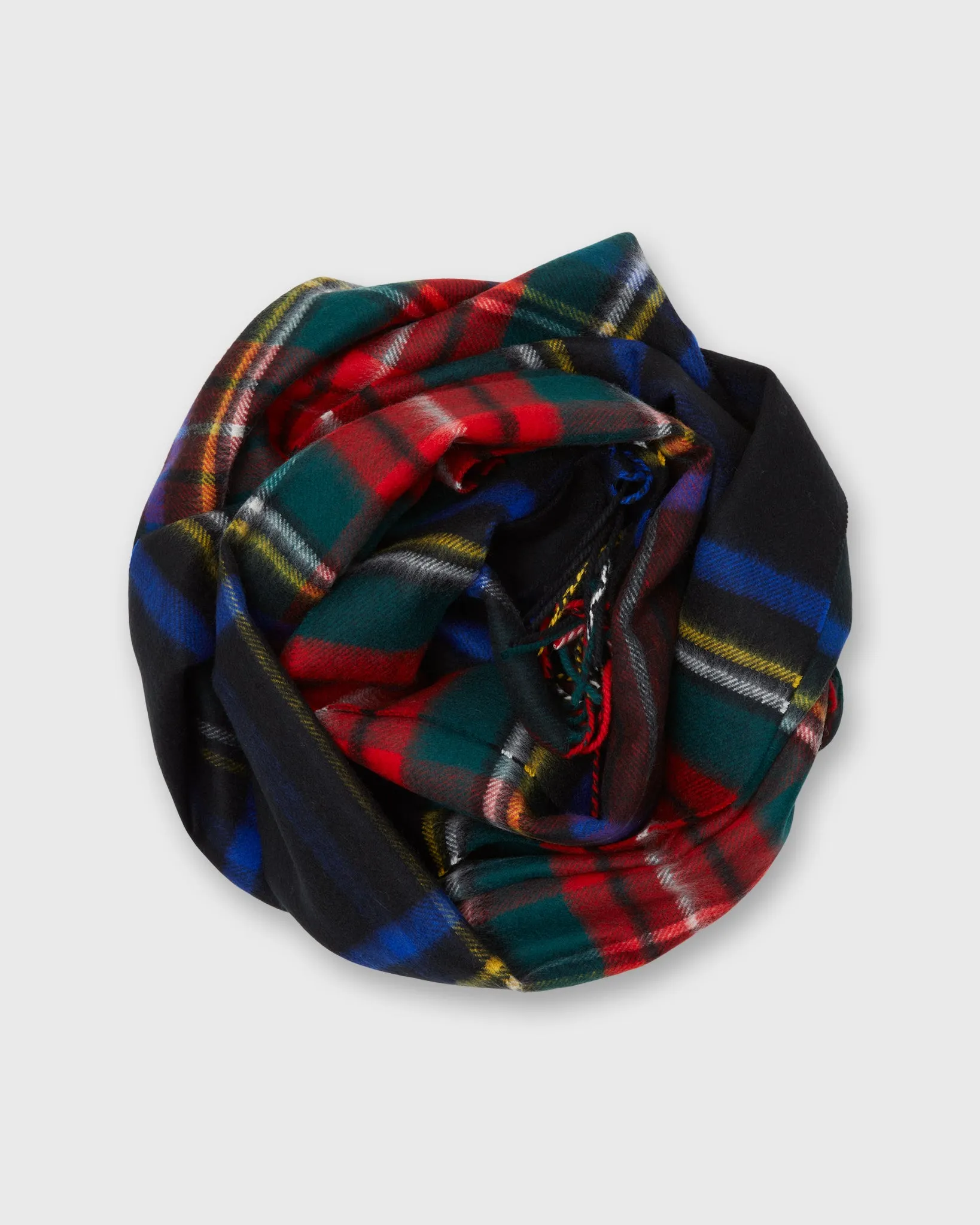 Tartan Merino Scarf in Black Stewart