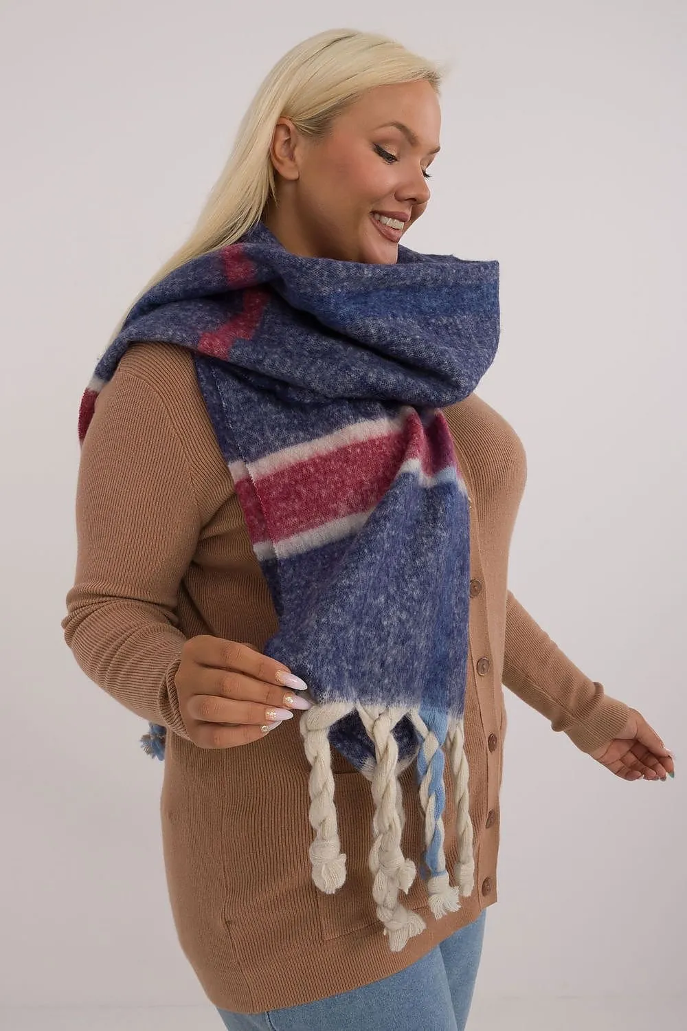 TEEK - Big Plaid Fringe Scarf