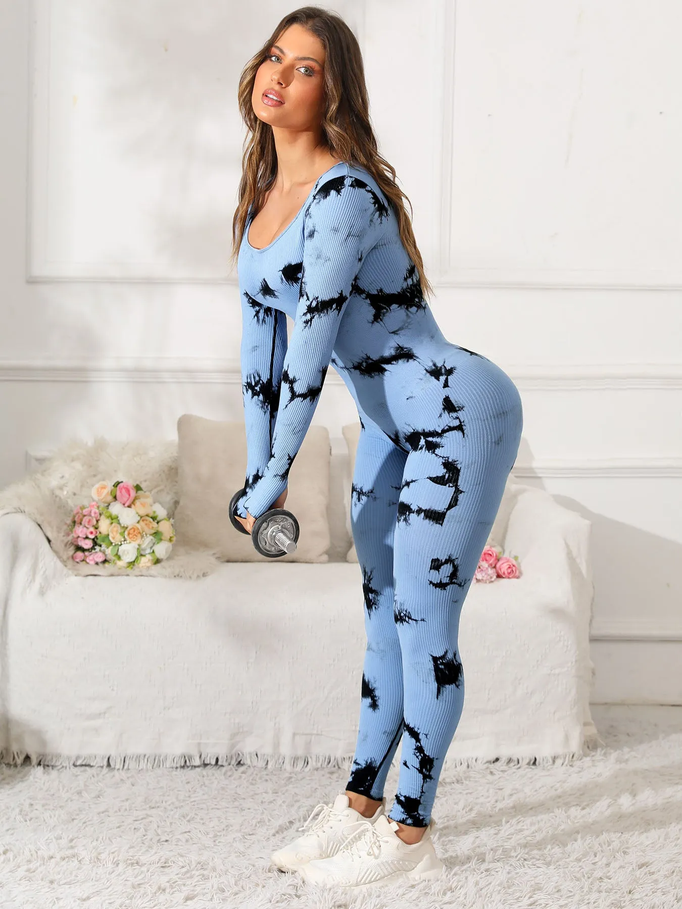 TEEK - Scoop Neck Long Sleeve Active Jumpsuit