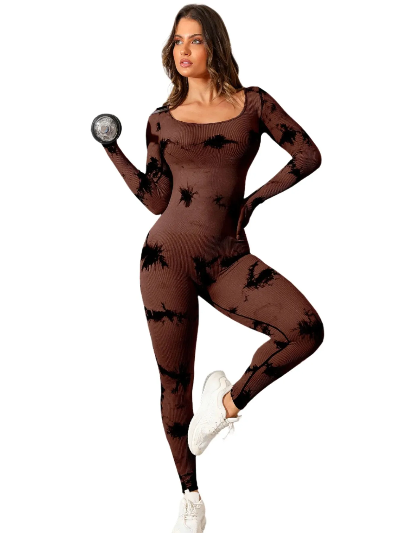 TEEK - Scoop Neck Long Sleeve Active Jumpsuit