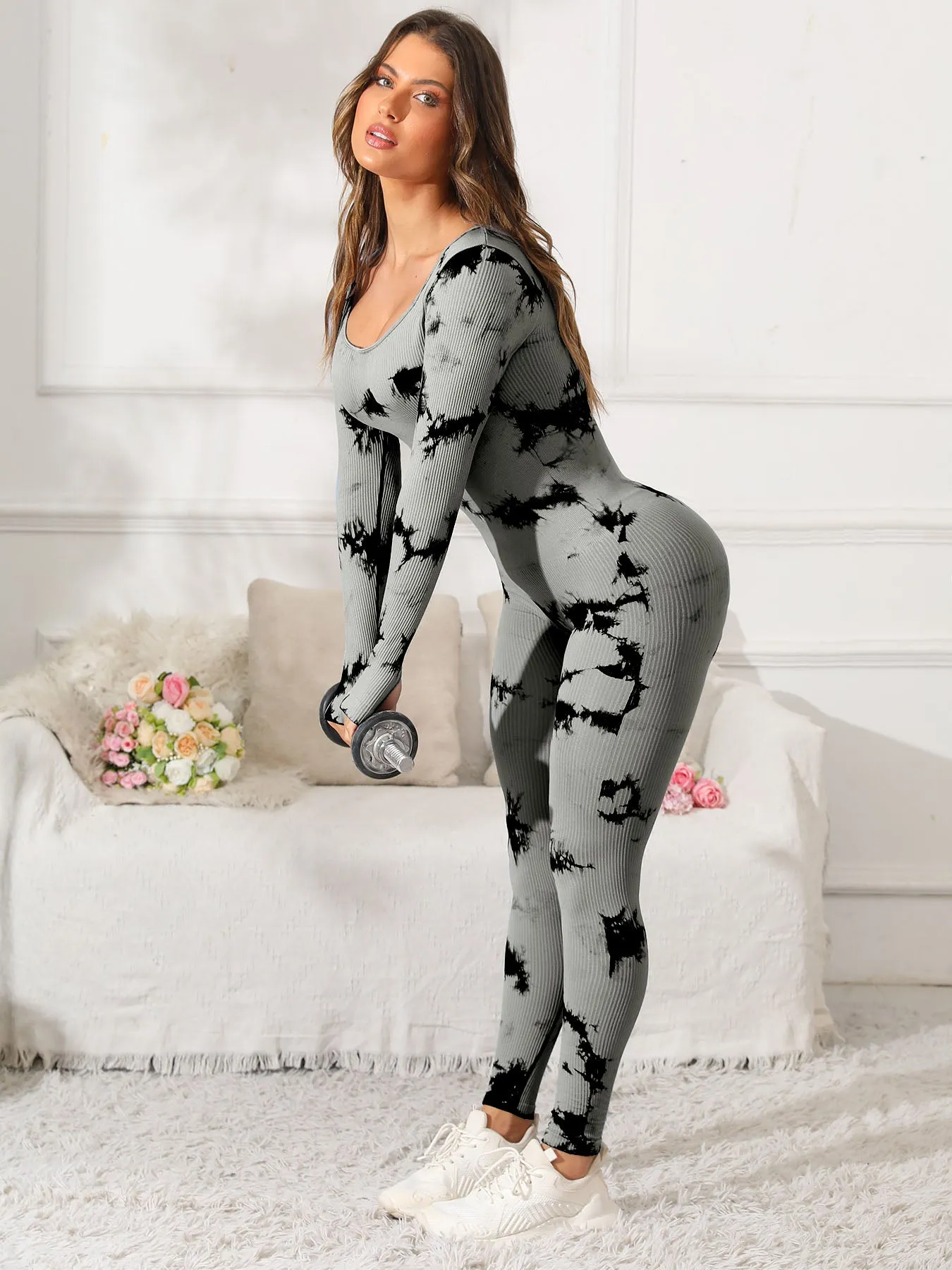 TEEK - Scoop Neck Long Sleeve Active Jumpsuit