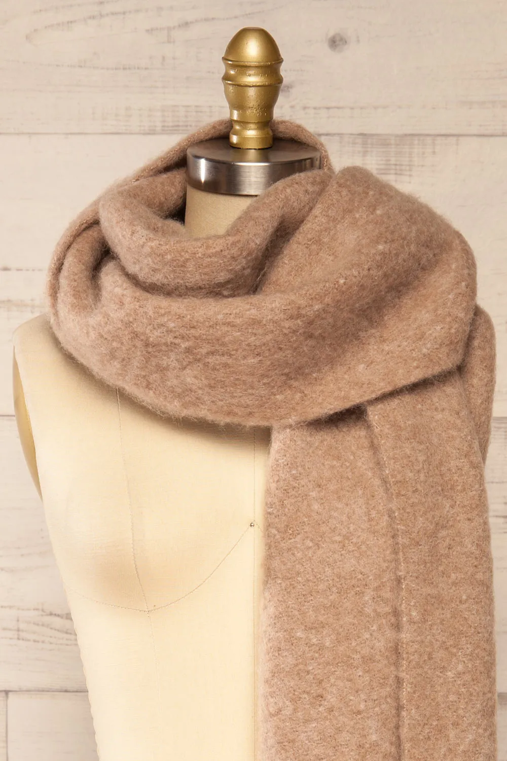 Telford Taupe | Fuzzy Knit Scarf