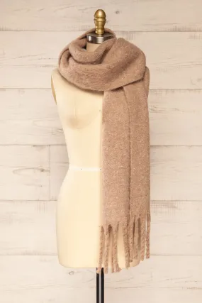 Telford Taupe | Fuzzy Knit Scarf