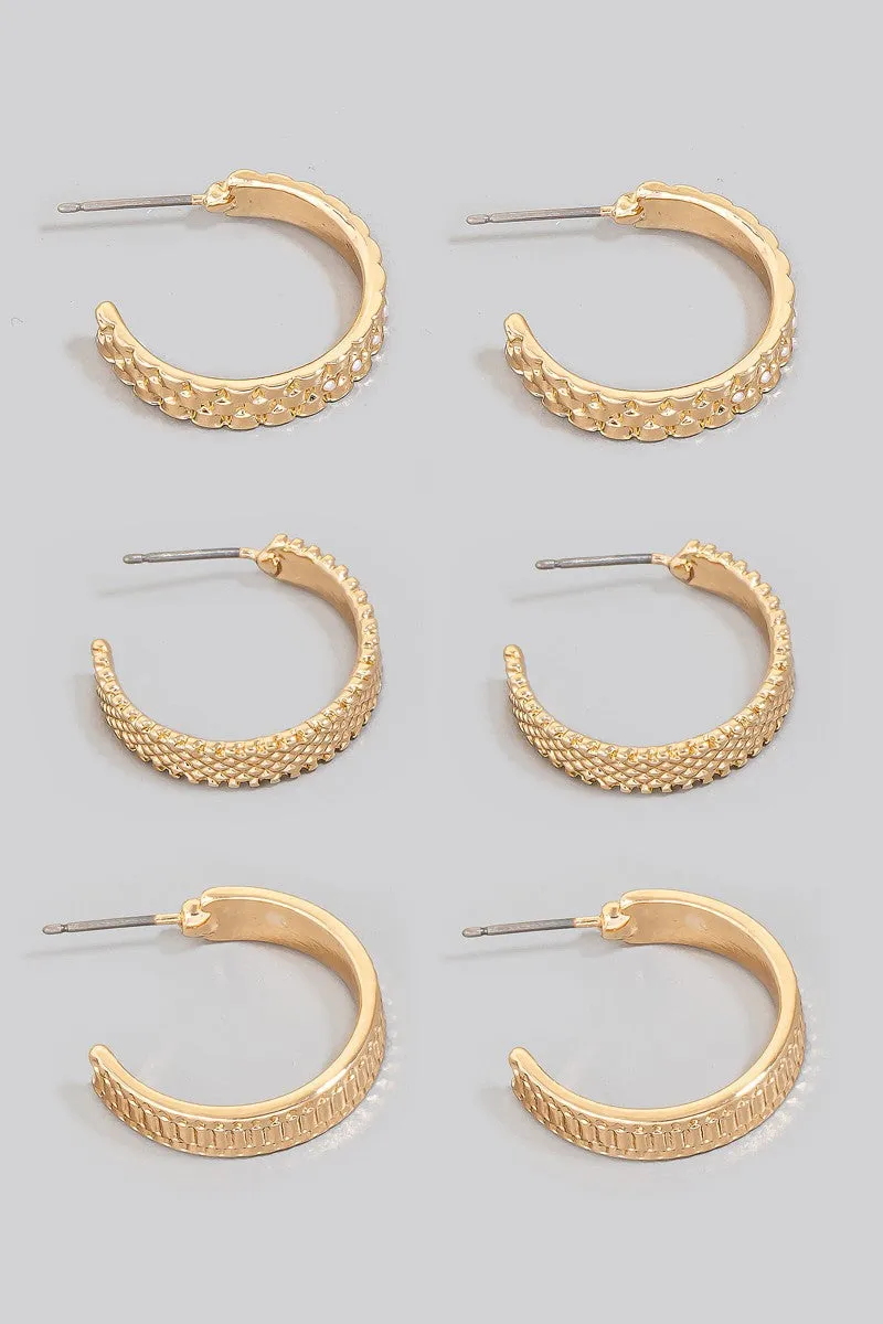 The Aria Textured Hoop Earring Set