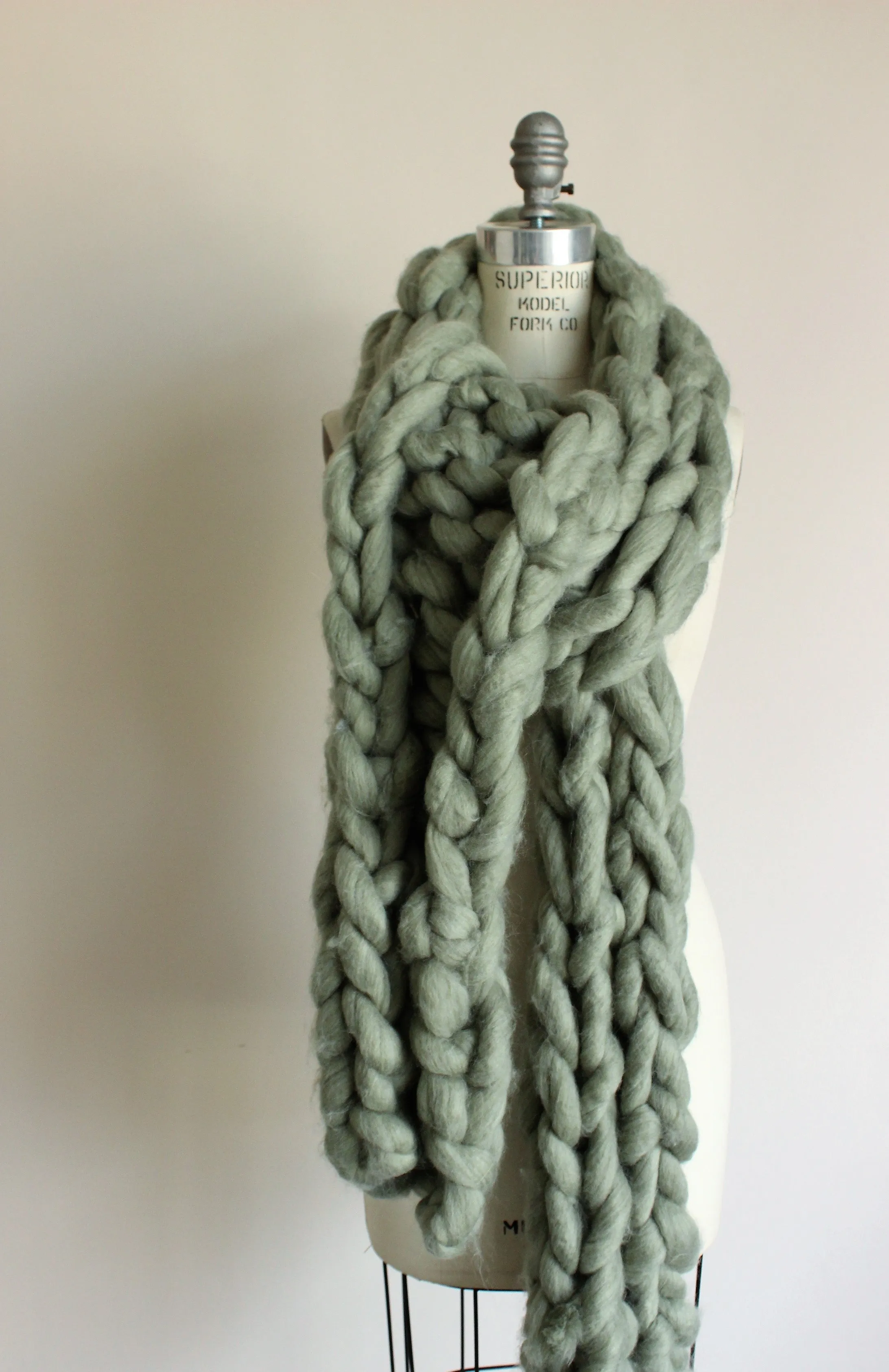 The Mist and Moss Scarf, Extra Big and Chunky Arm Knitted