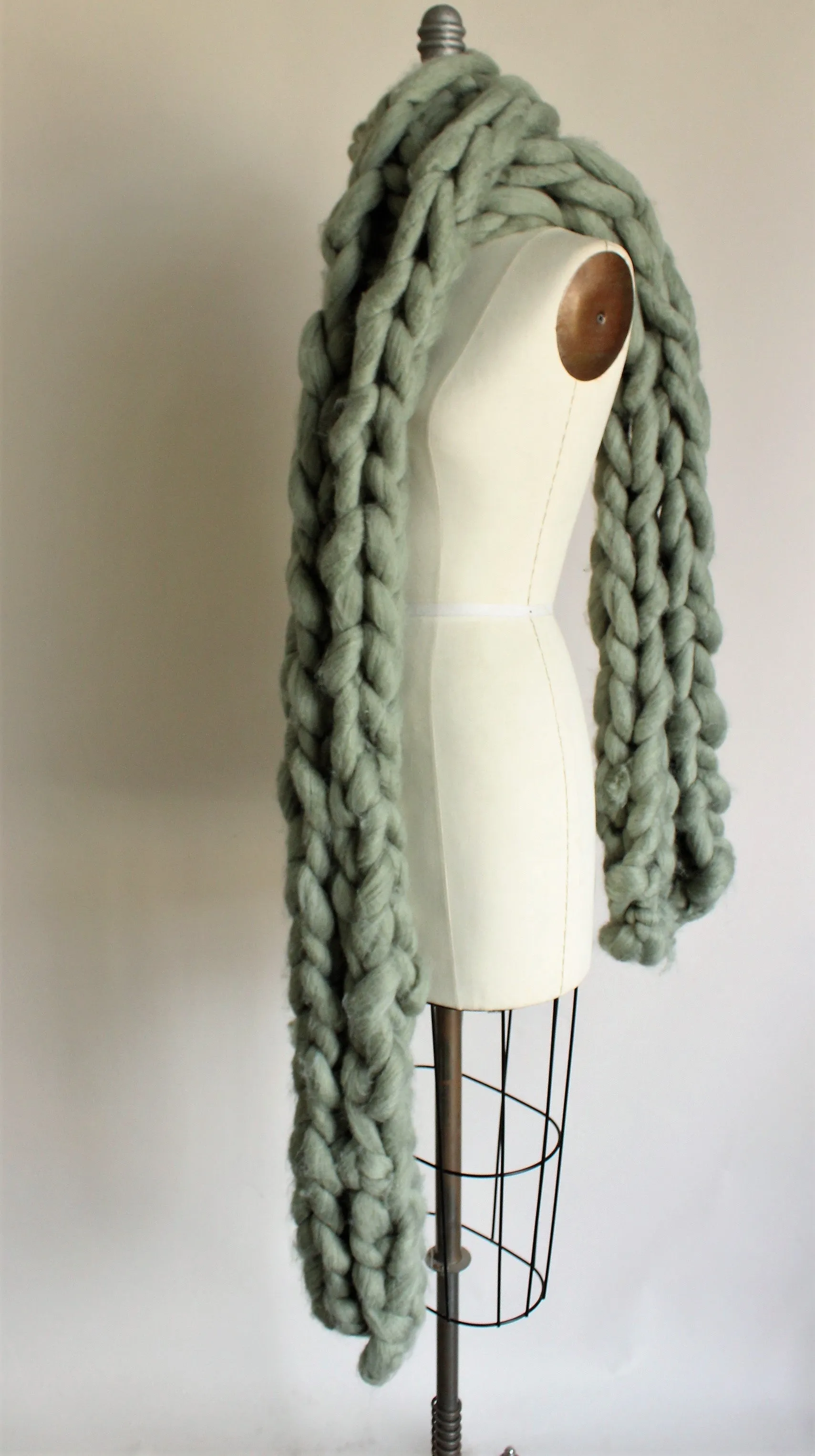 The Mist and Moss Scarf, Extra Big and Chunky Arm Knitted