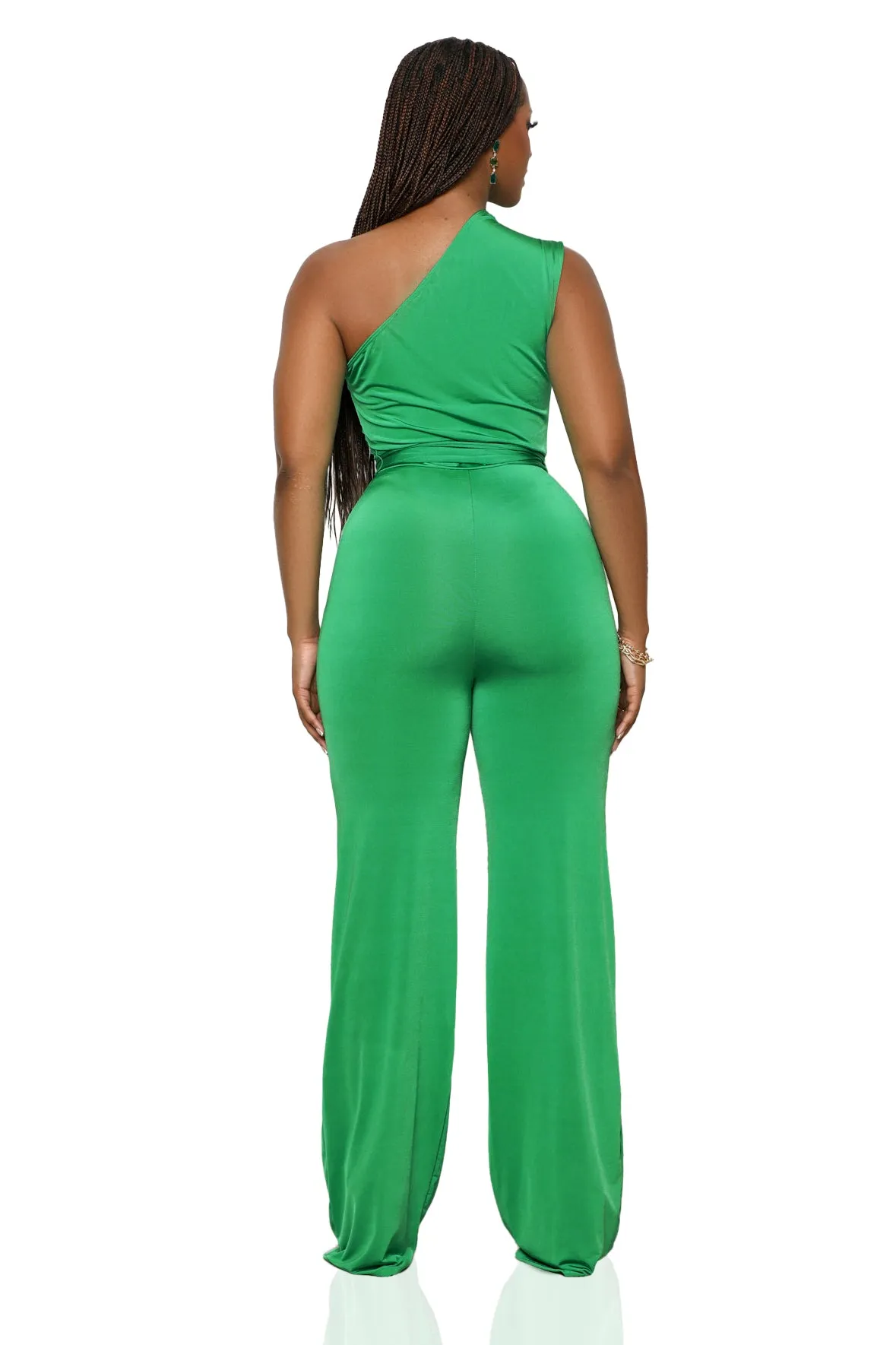 The Moment One Shoulder Jumpsuit (Green)- FINAL SALE