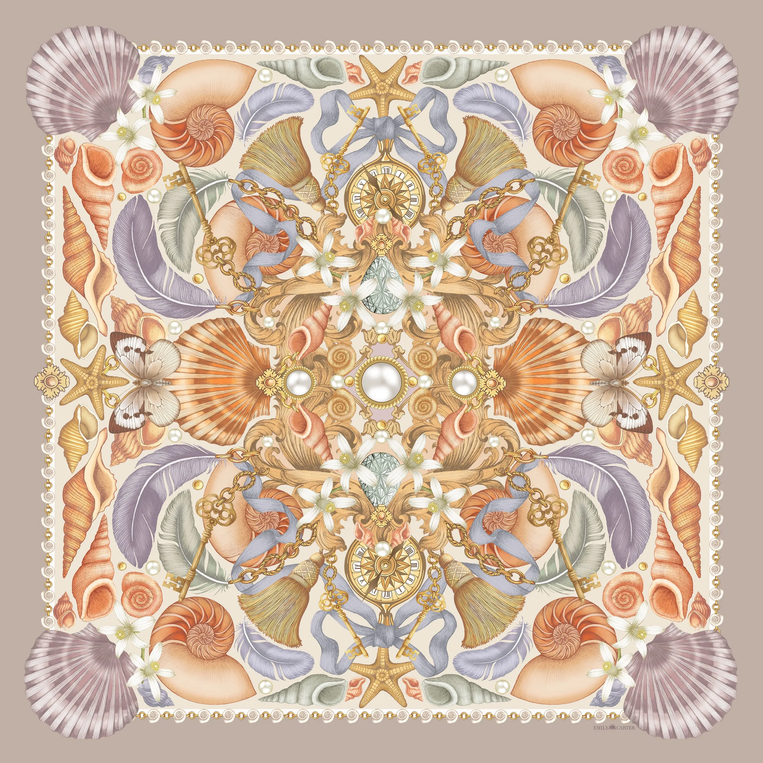 The Shell & Starfish Silk Scarf | 90x90cm [Preorder]