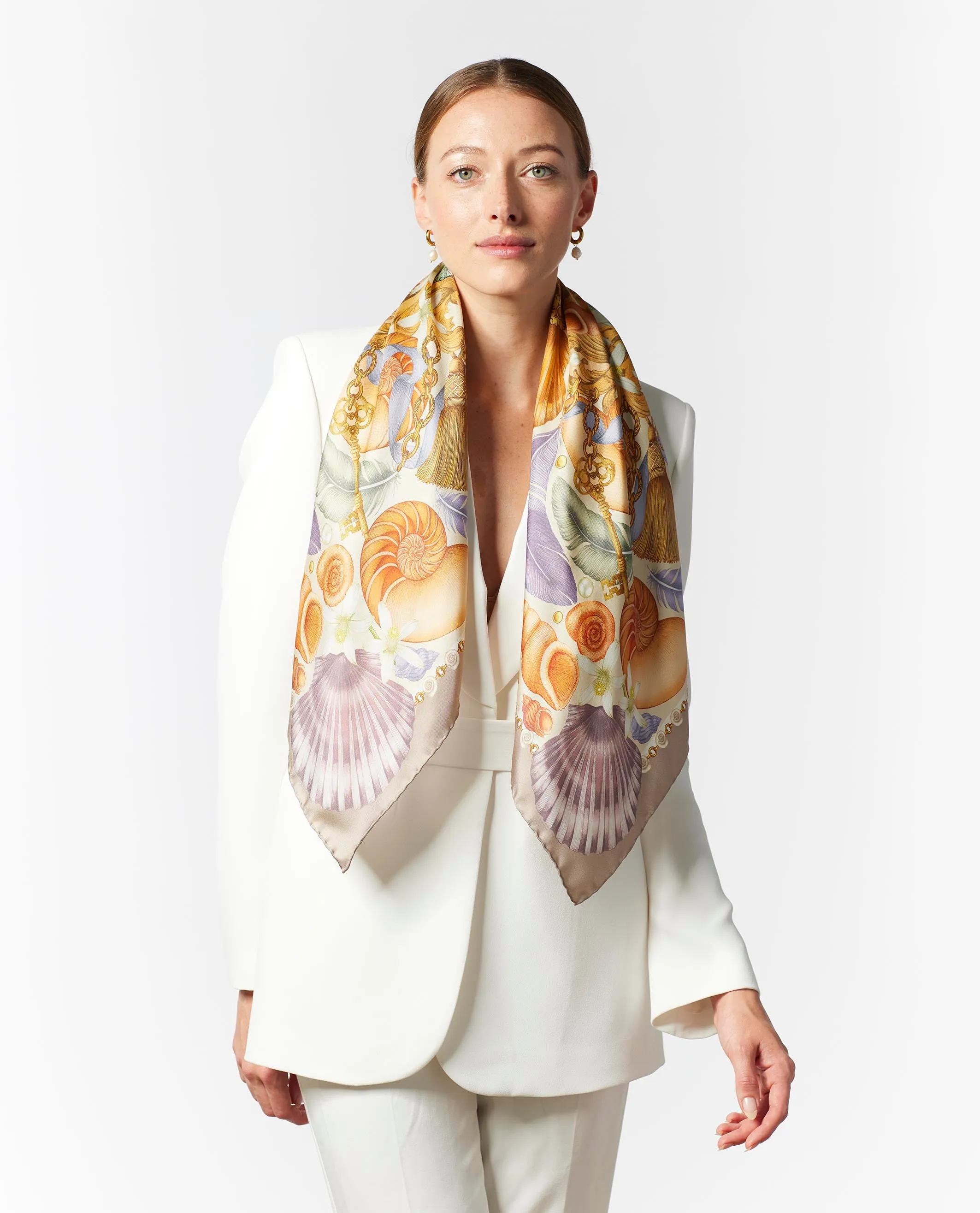 The Shell & Starfish Silk Scarf | 90x90cm [Preorder]