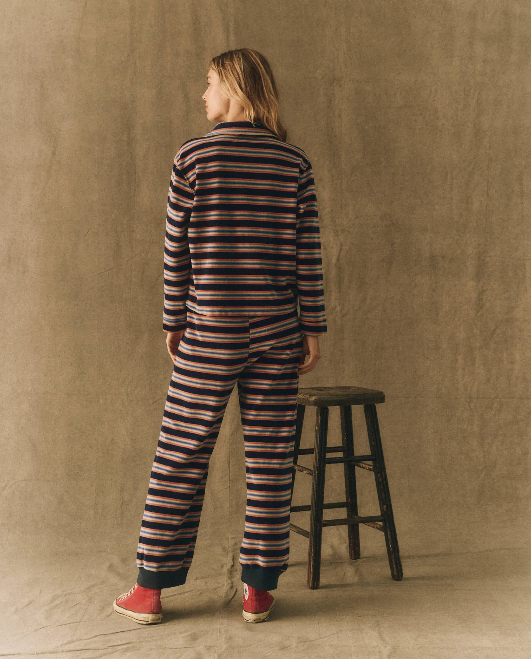 The Velour Lantern Sweatpant. -- Scrimmage Stripe