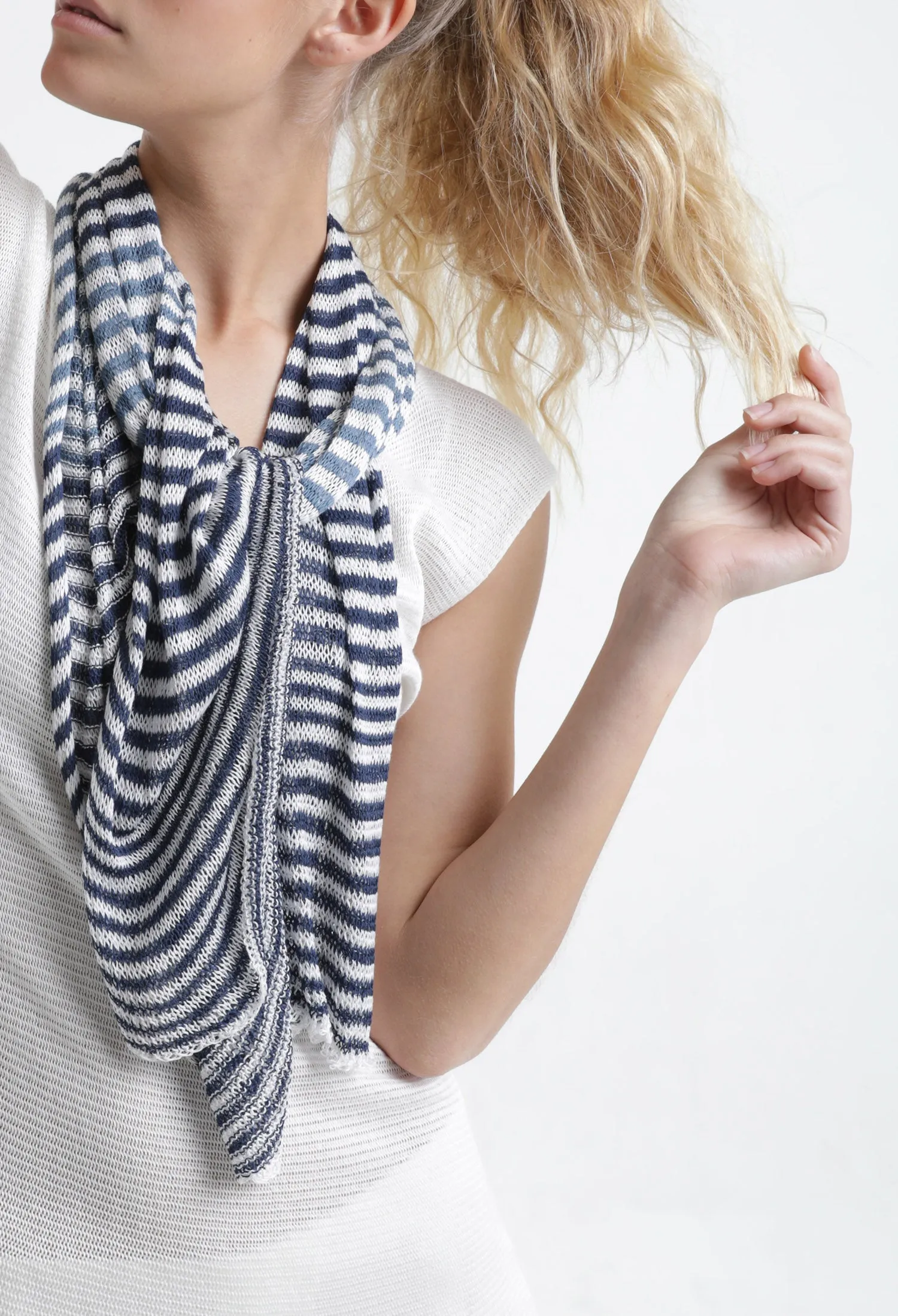 Tremilor stripes Bamboo Scarf - Turquoise & Taupe / Blue & White