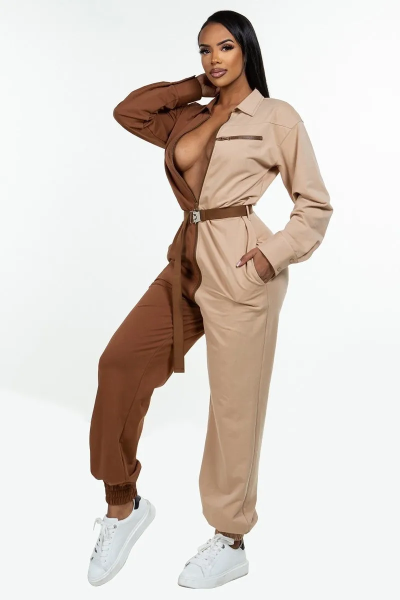 Two Toned Oversized Cozy Jumpsuit - 2 colors - ships from The US