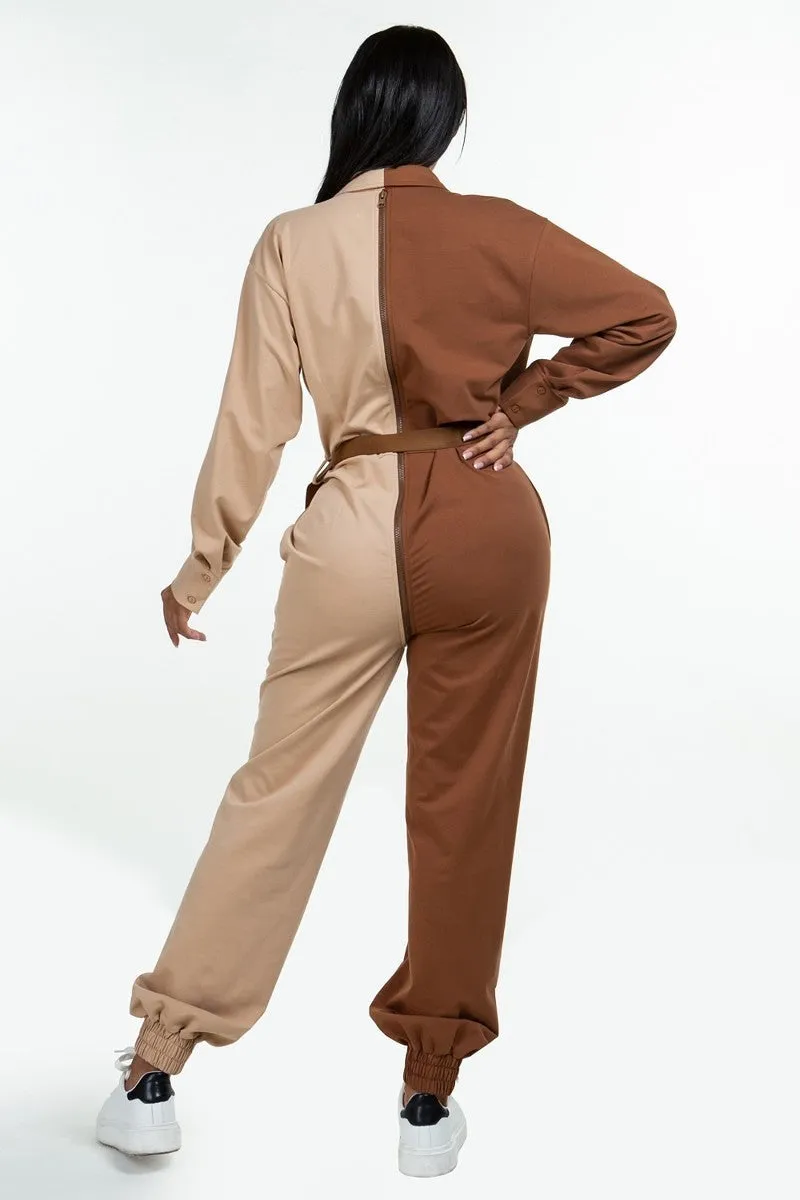 Two Toned Oversized Cozy Jumpsuit - 2 colors - ships from The US