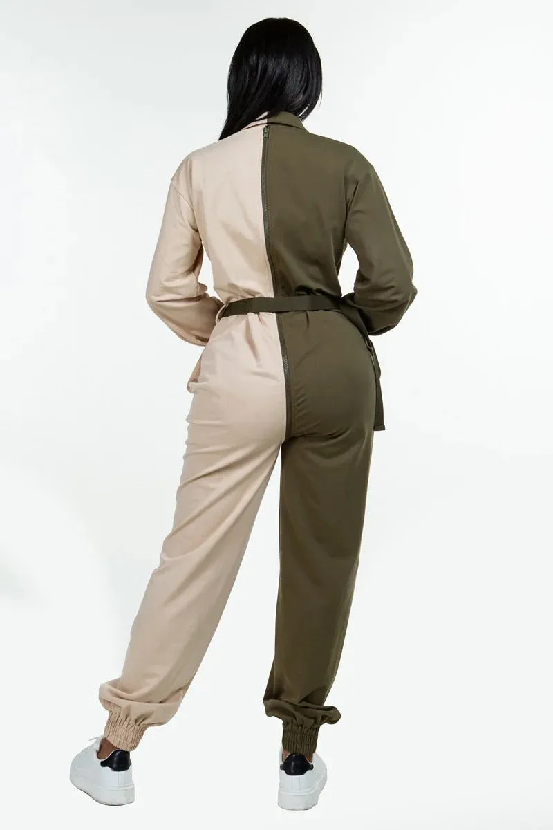 Two Toned Oversized Cozy Jumpsuit - 2 colors - ships from The US