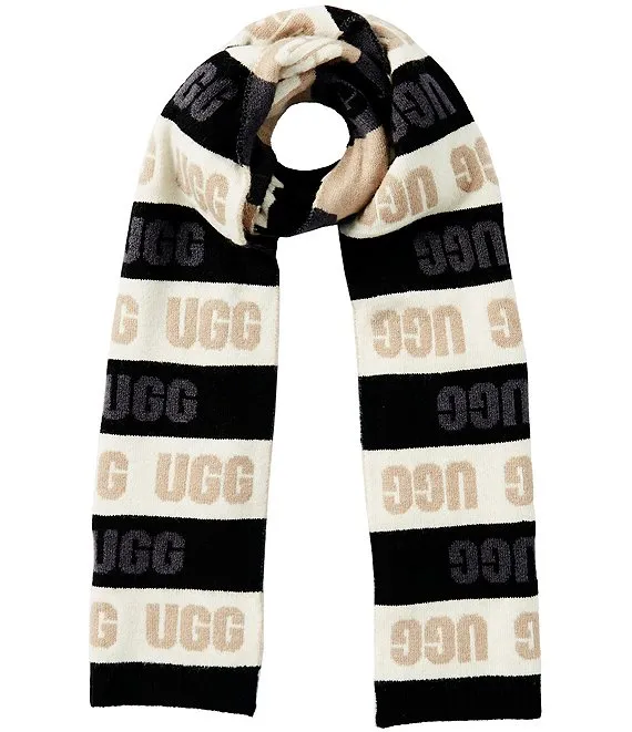 UGG® Logo Knit Scarf - Black Multi