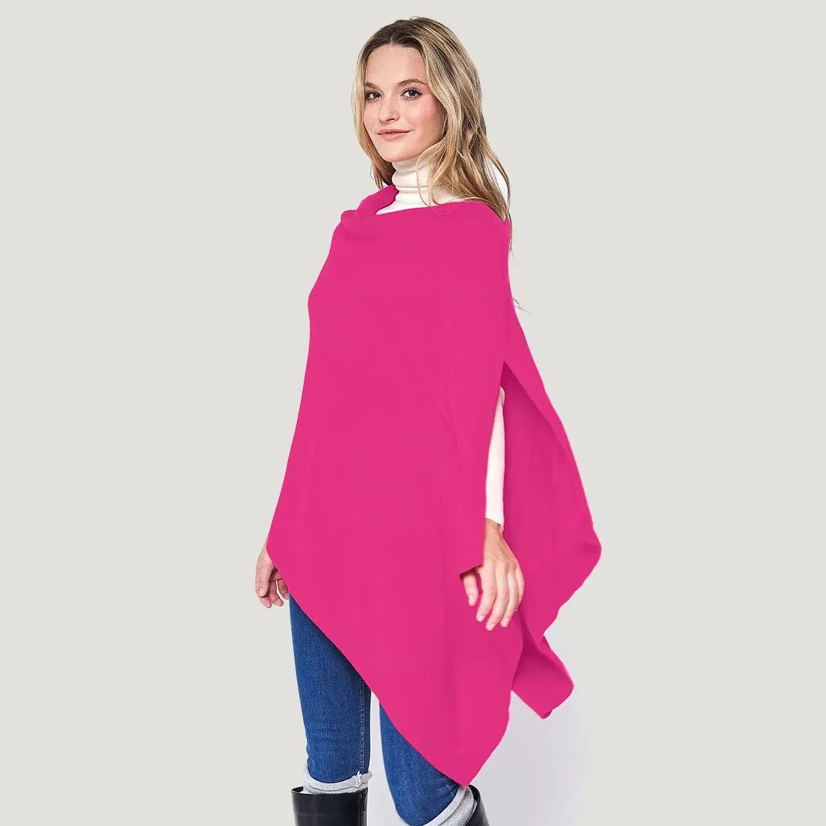 Upgrade your wardrobe with our Chic Pink Scarf Poncho Wrap