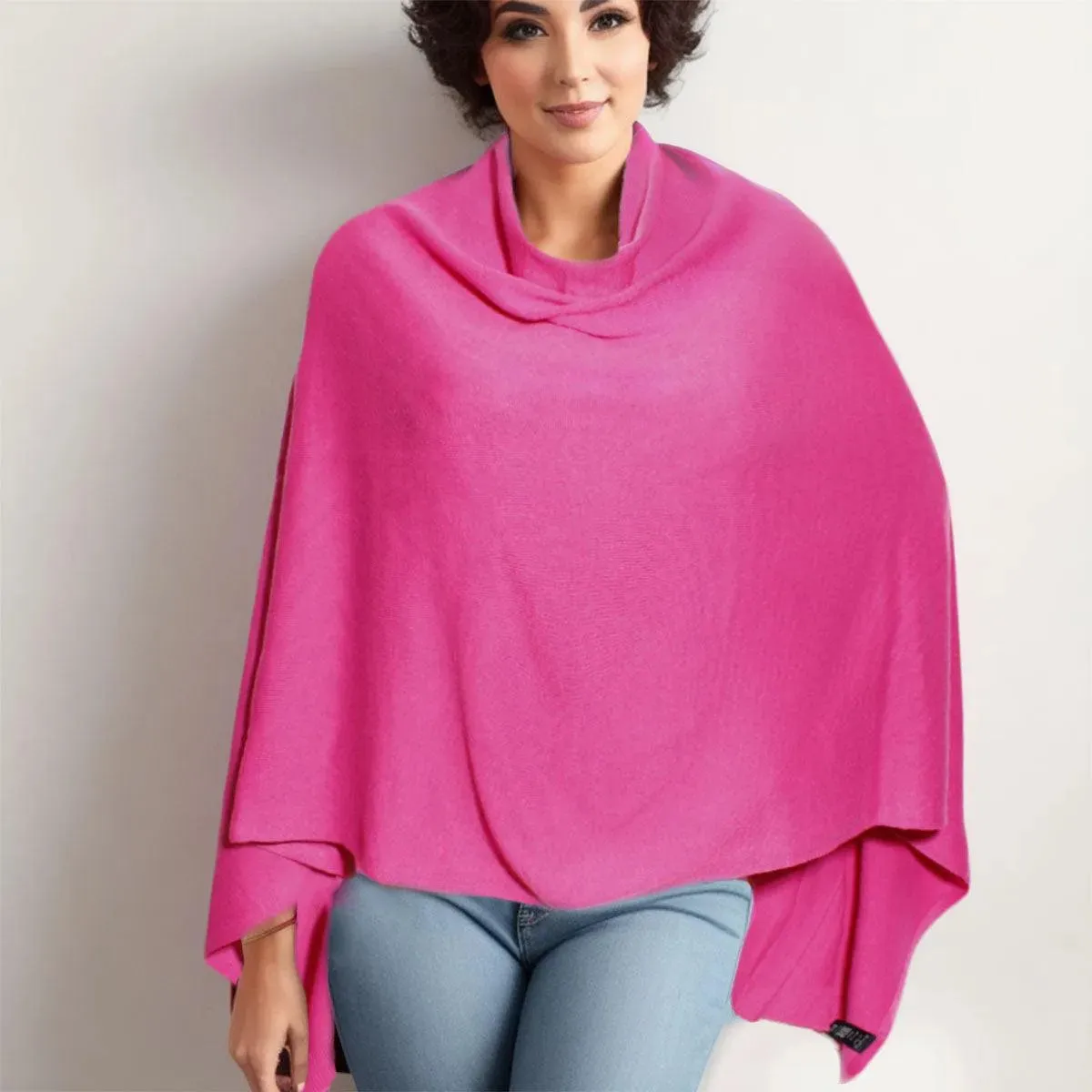 Upgrade your wardrobe with our Chic Pink Scarf Poncho Wrap