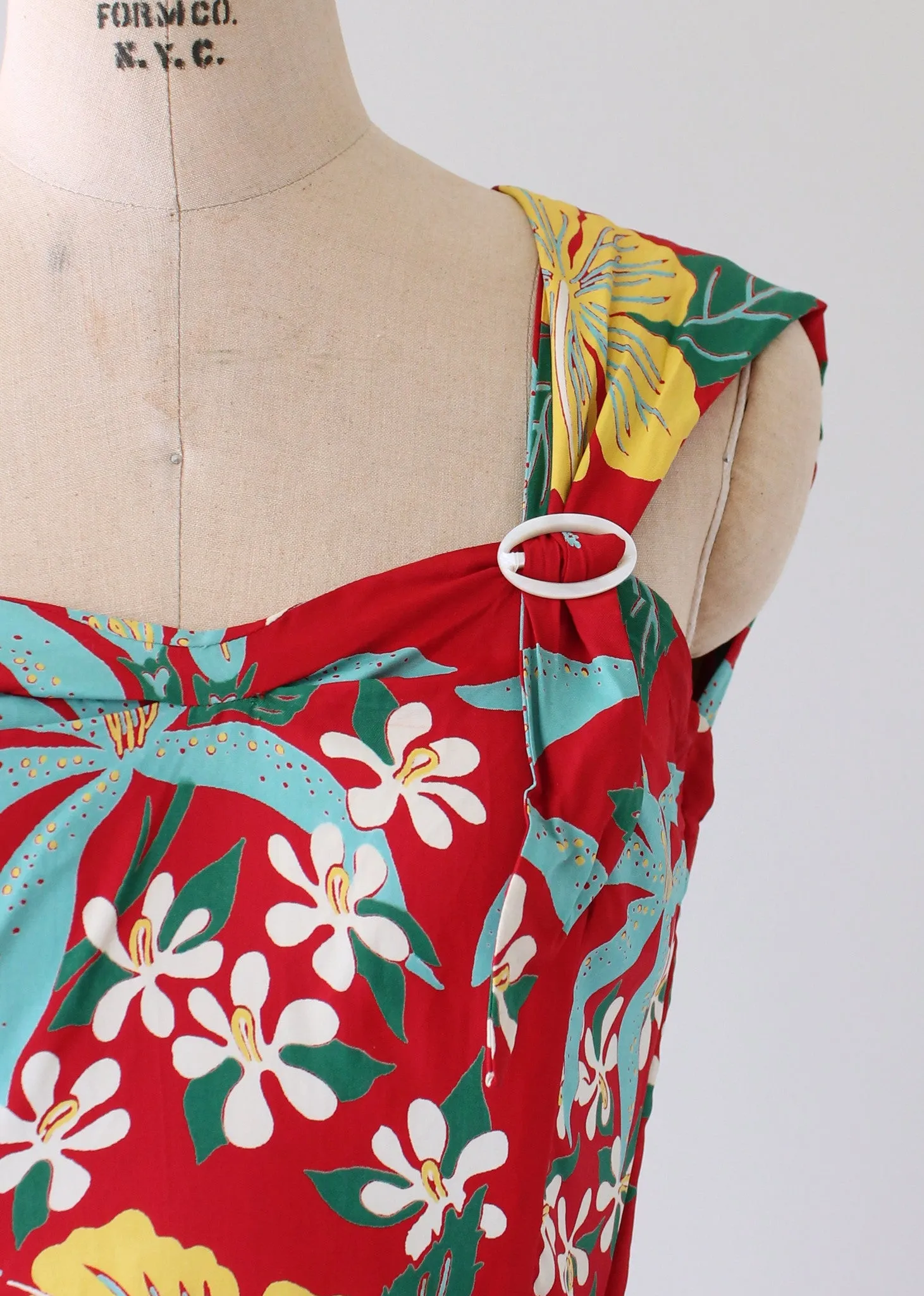 Vintage 1940s Tropical Print Rayon Playsuit