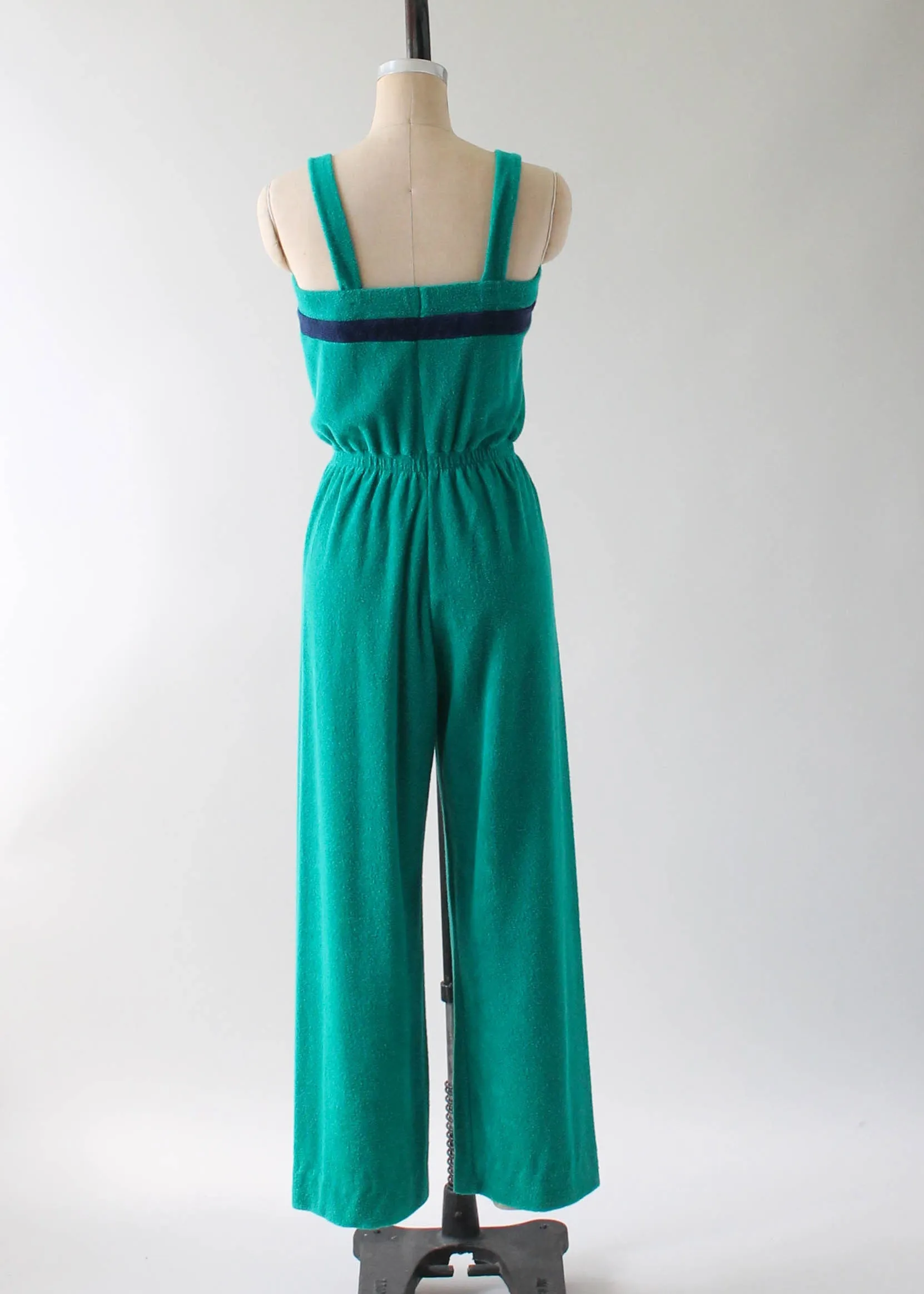 Vintage 1970s Green Terrycloth Jumpsuit