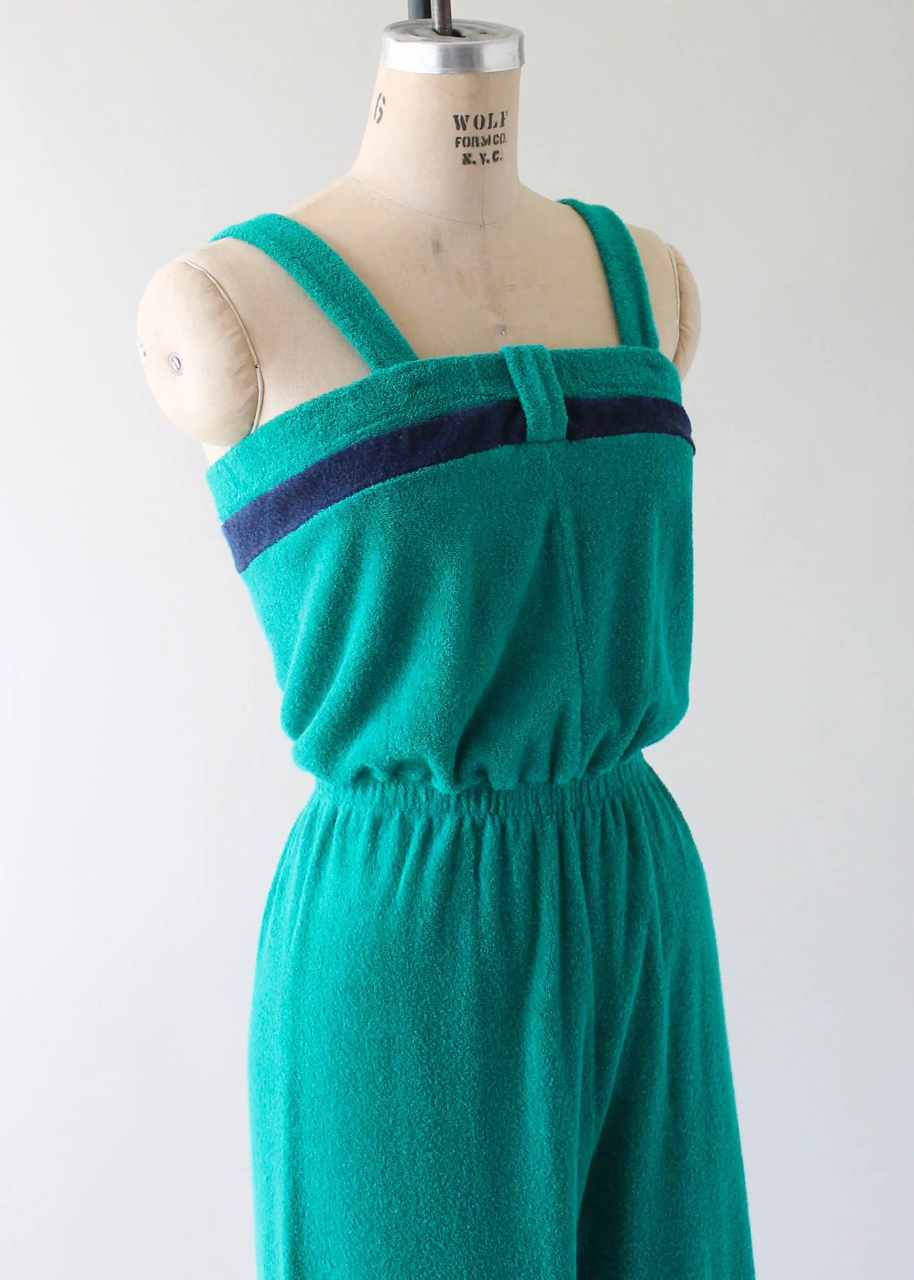 Vintage 1970s Green Terrycloth Jumpsuit