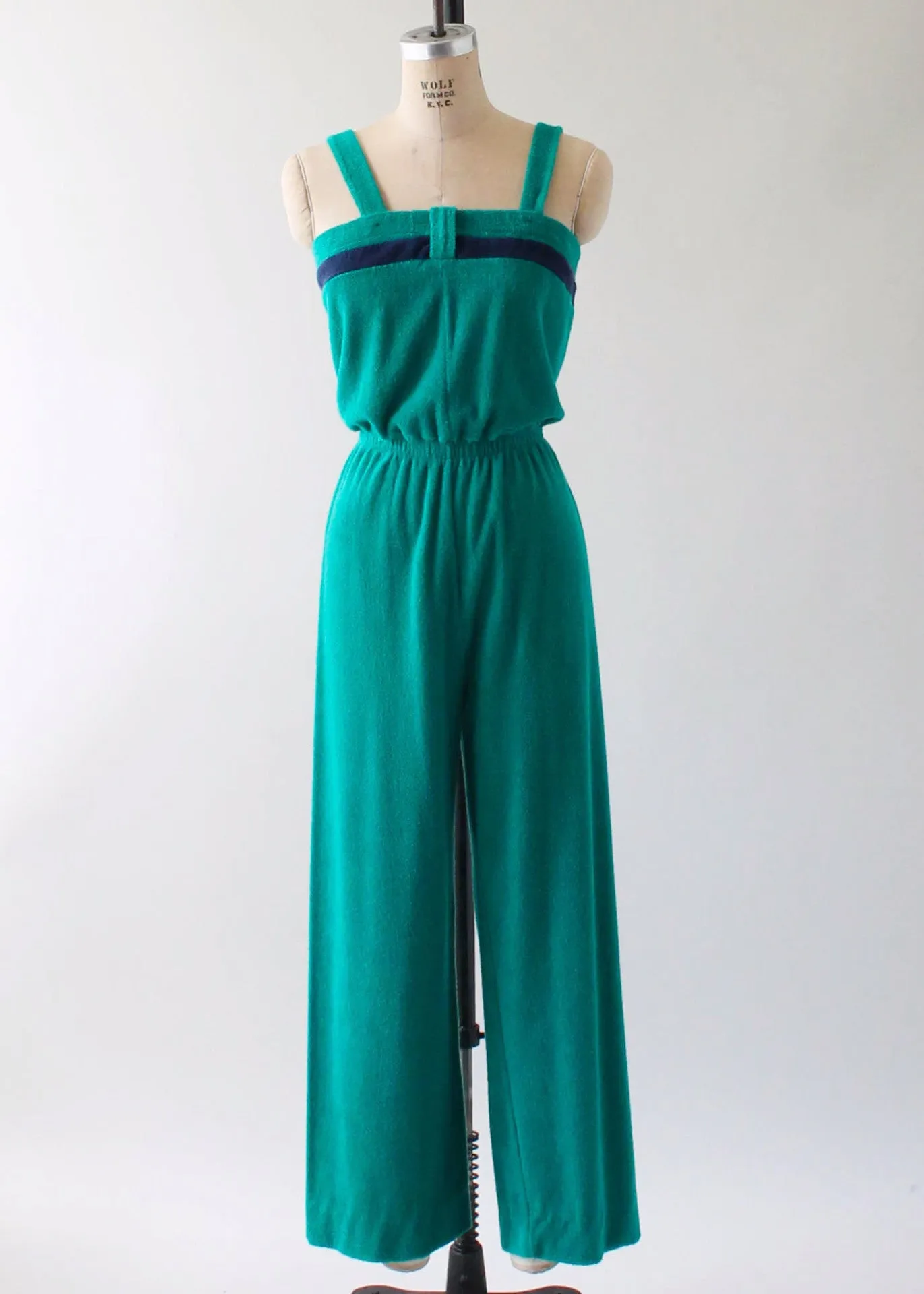 Vintage 1970s Green Terrycloth Jumpsuit