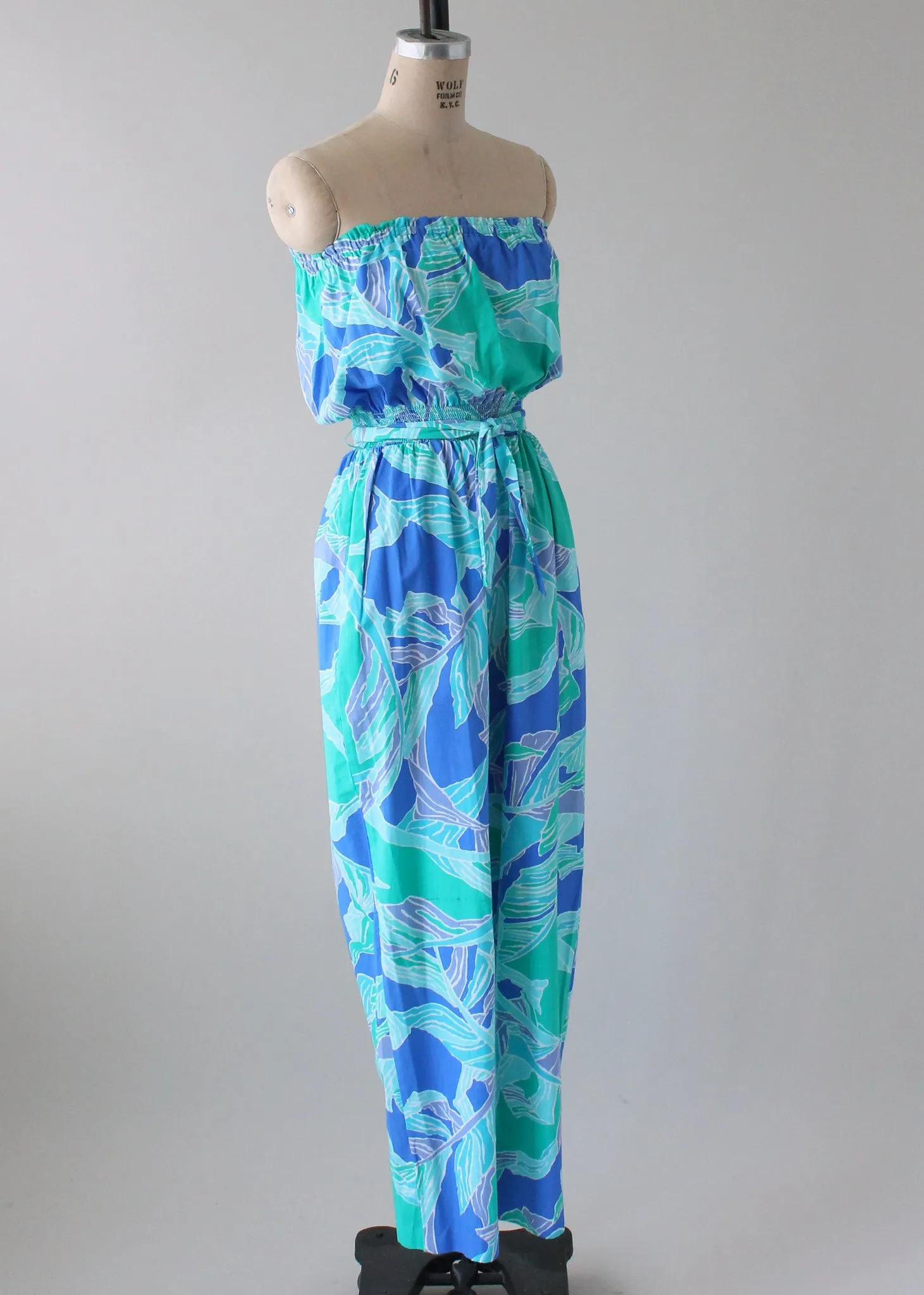 Vintage 1980s Palm Springs Strapless Cotton Jumpsuit