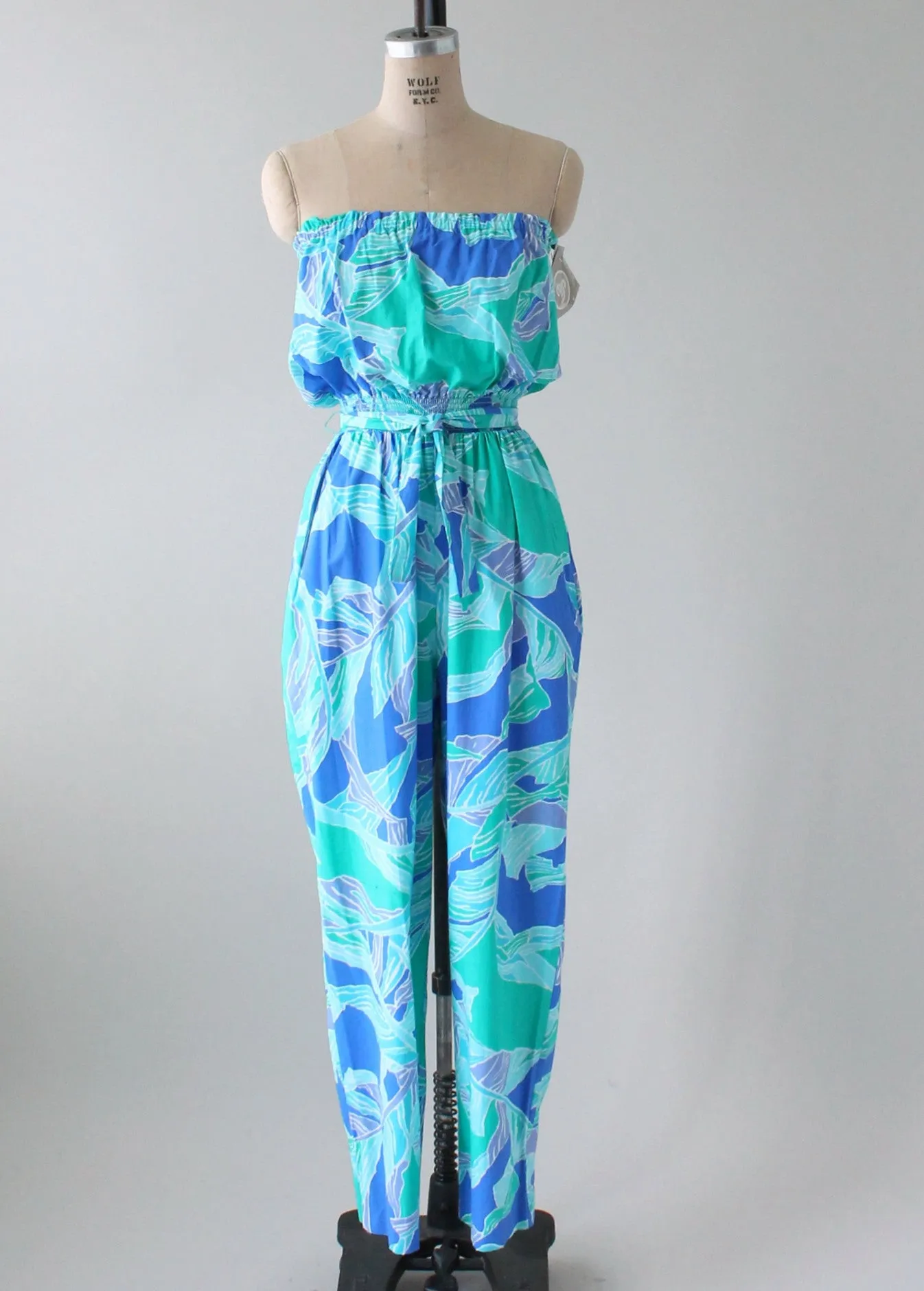 Vintage 1980s Palm Springs Strapless Cotton Jumpsuit