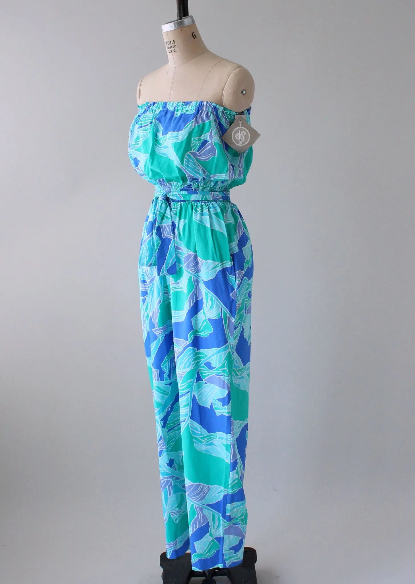 Vintage 1980s Palm Springs Strapless Cotton Jumpsuit