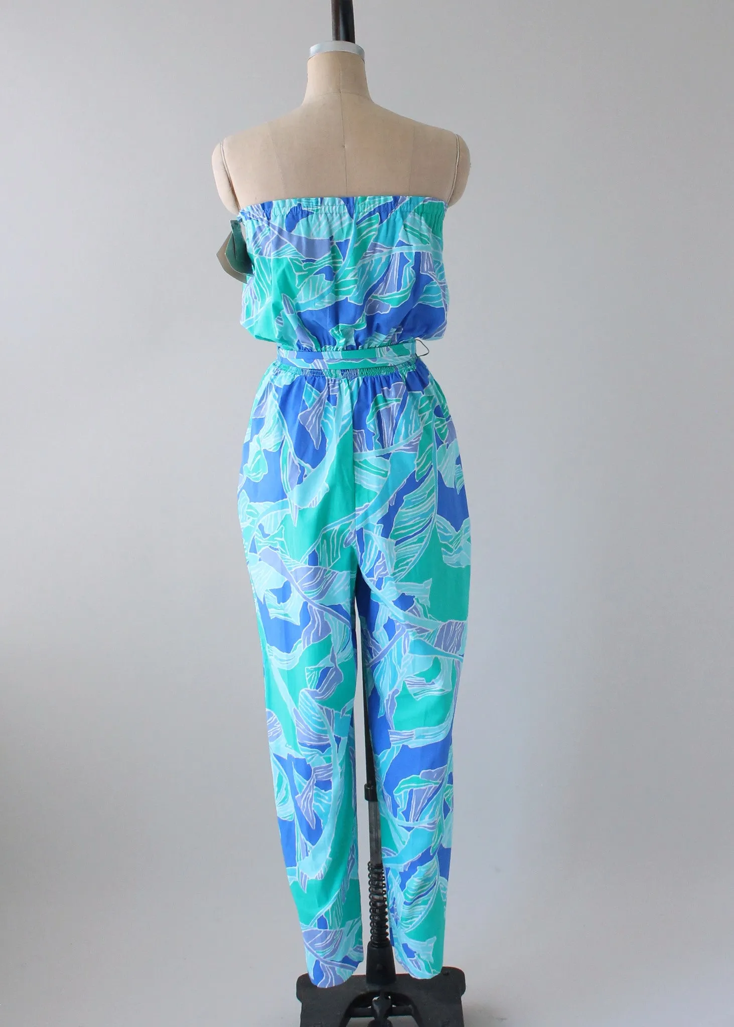 Vintage 1980s Palm Springs Strapless Cotton Jumpsuit