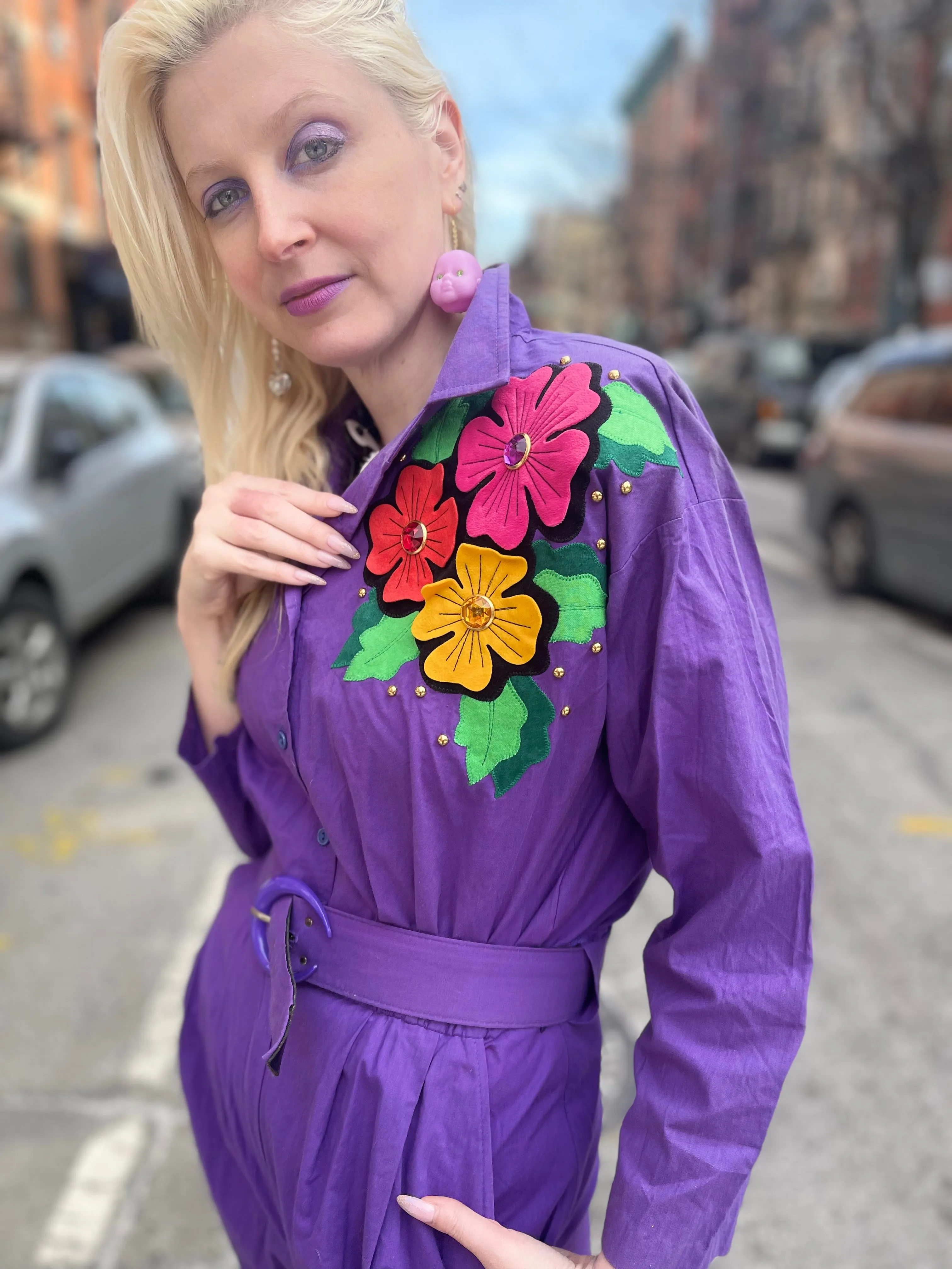 Vintage 80s Purple Jumpsuit