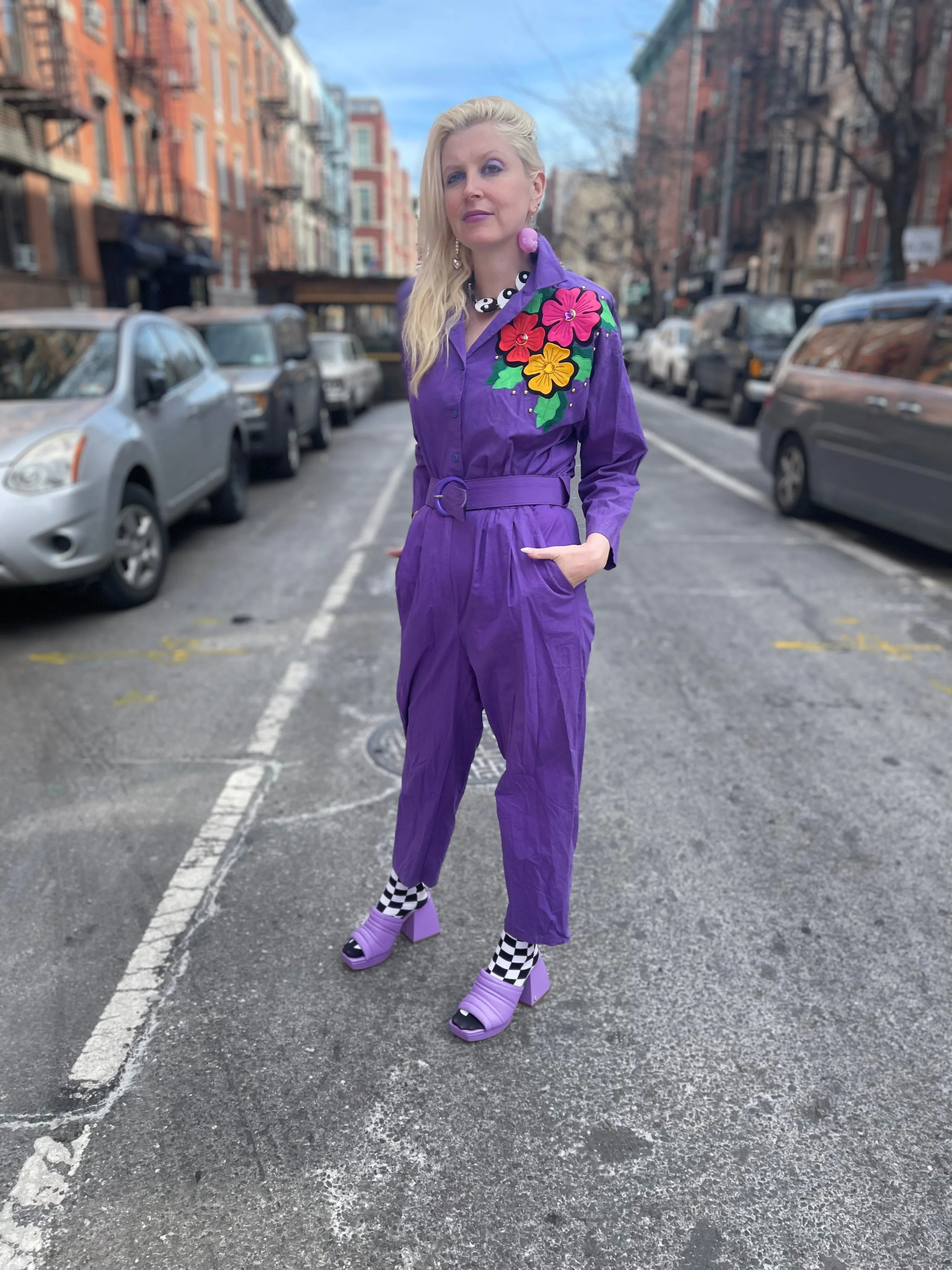 Vintage 80s Purple Jumpsuit