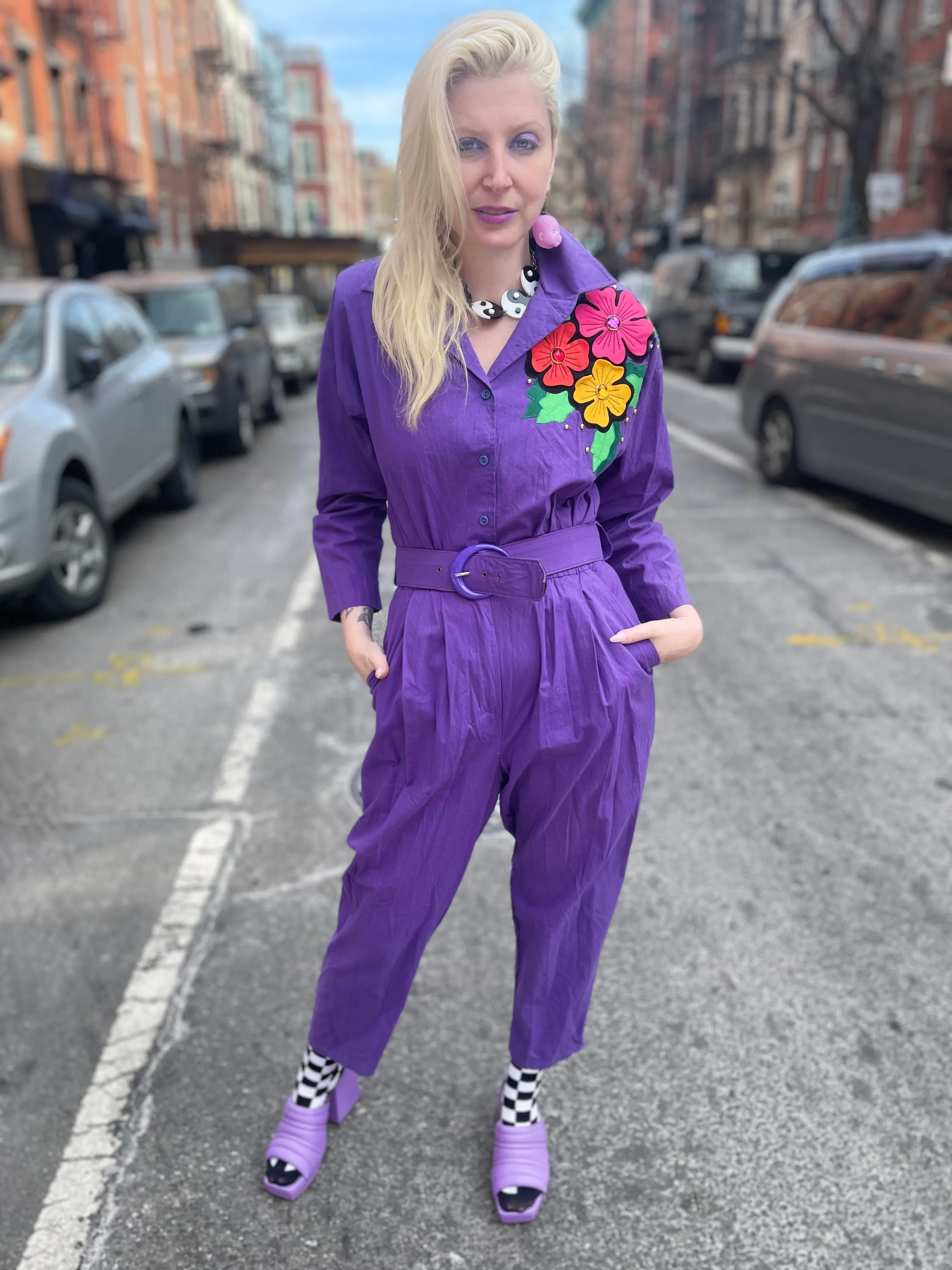 Vintage 80s Purple Jumpsuit