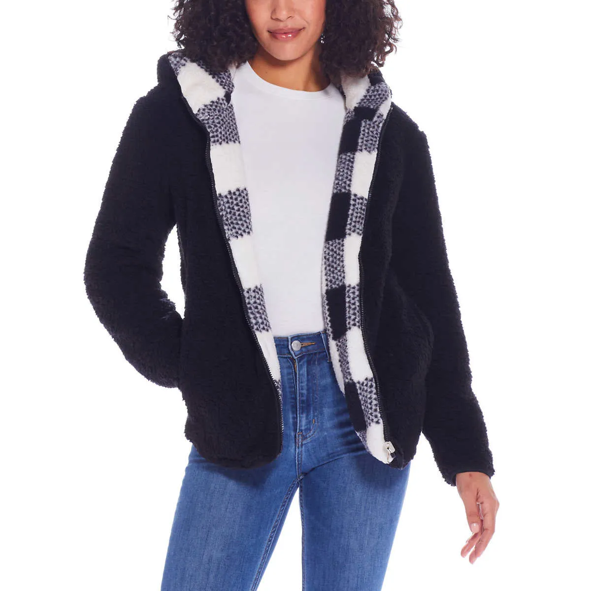 Weatherproof Women's Reversible Ultra Cozy Plush Fleece Plaid Jacket