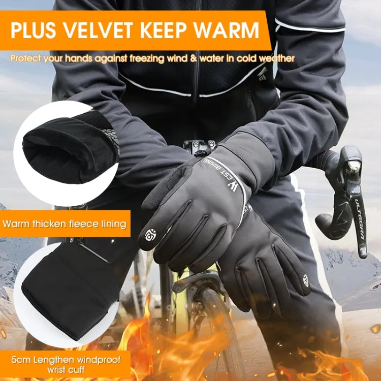 WEST BIKING YP0211220 Winter Warm Fleece Ski Gloves Silicone Non-Slip Riding Gloves, Size: L(Black)