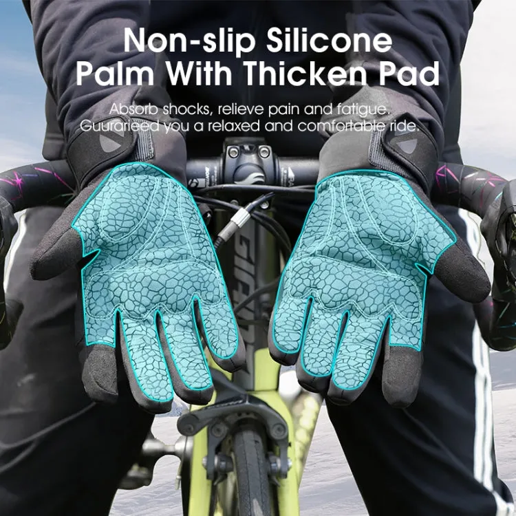 WEST BIKING YP0211220 Winter Warm Fleece Ski Gloves Silicone Non-Slip Riding Gloves, Size: L(Black)