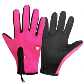 Winter Outdoor Riding Sports Waterproof Touch Screen Glove, Size: XXL(H041 Red)