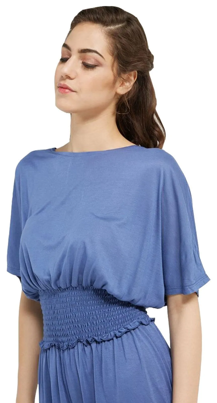 Women Batwing Shirred Waist Mini Top - XS/S