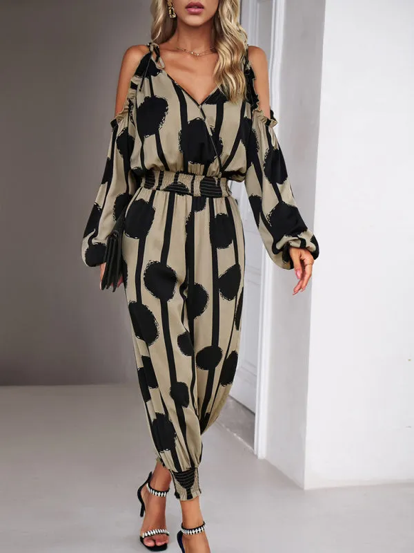 Women's fashion jumpsuit commuting waist trousers