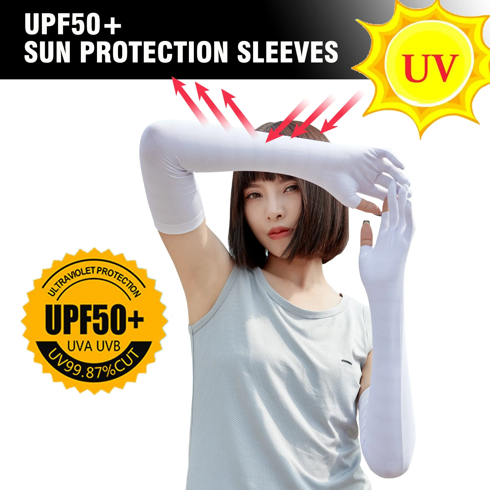 Women's UPF50  UV Cooling Ice Silk Arm Sleeves