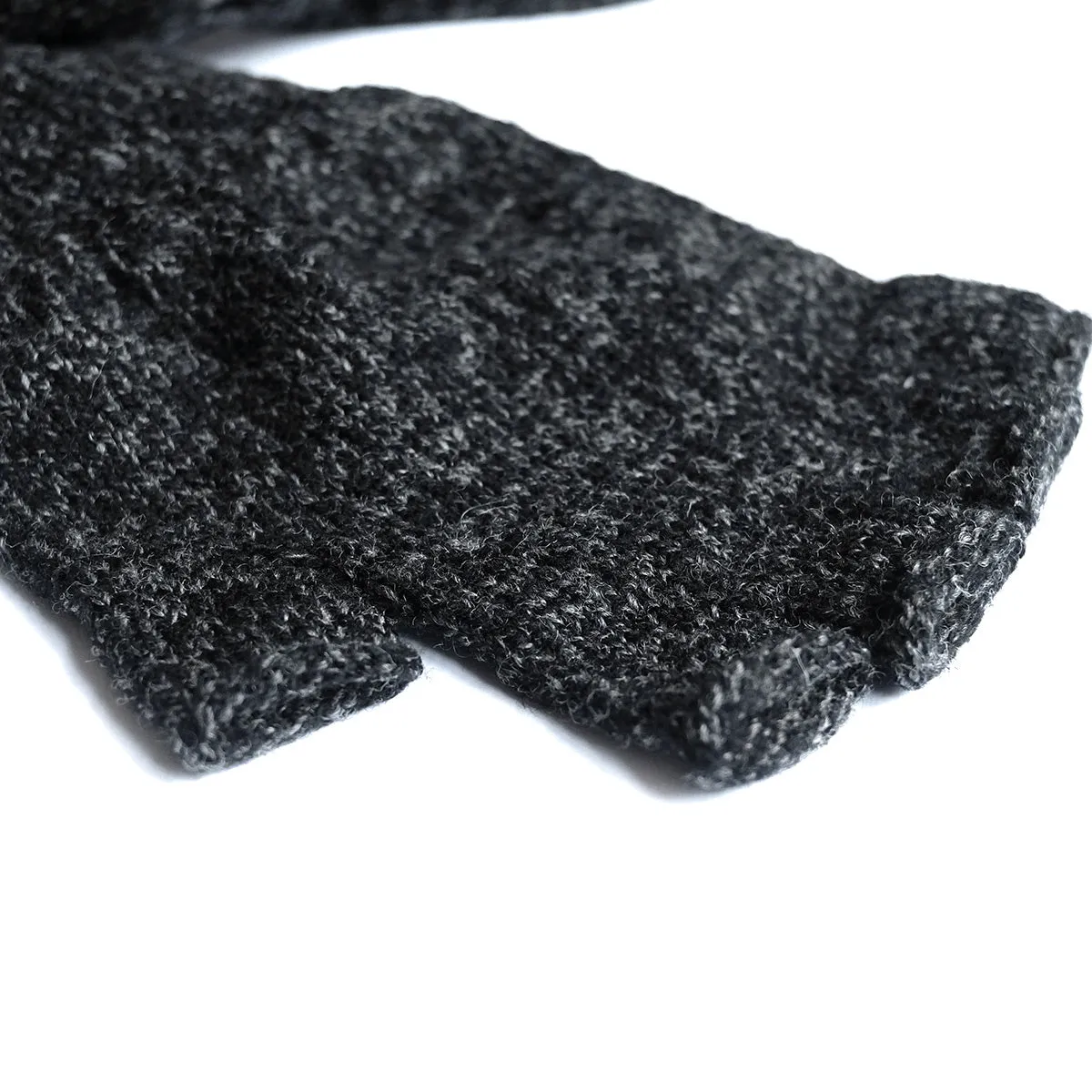 Wool Fingerless Gloves - Black Melange