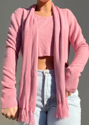 Y2k Pearly Pink Knit   Scarf (S)